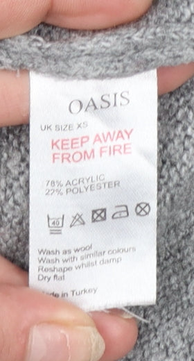 Womens UK Size XS Oasis Grey Pullover Jumper