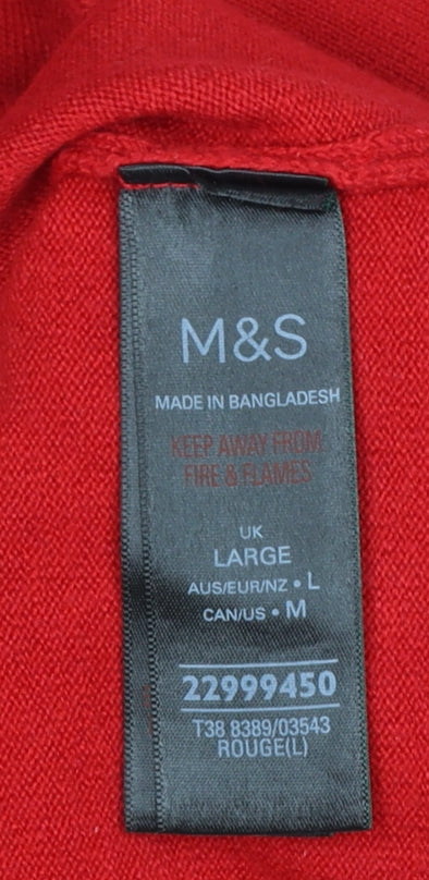 Womens UK Size L Marks and Spencer Red Pullover Jumper