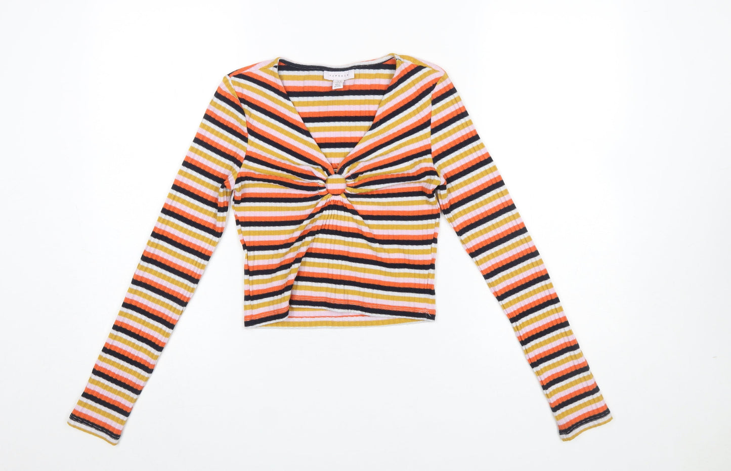 Womens UK Size 10 Topshop Multicoloured Cropped T-Shirt