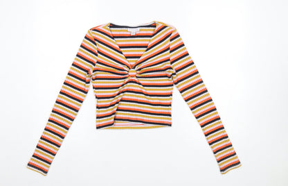 Womens UK Size 10 Topshop Multicoloured Cropped T-Shirt