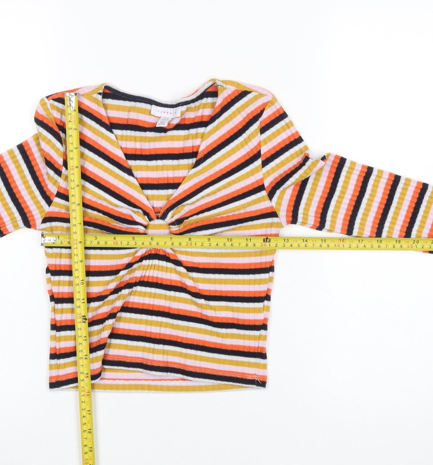 Womens UK Size 10 Topshop Multicoloured Cropped T-Shirt