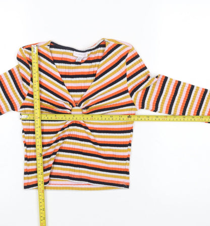 Womens UK Size 10 Topshop Multicoloured Cropped T-Shirt