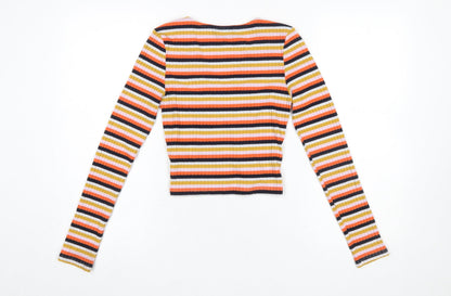Womens UK Size 10 Topshop Multicoloured Cropped T-Shirt