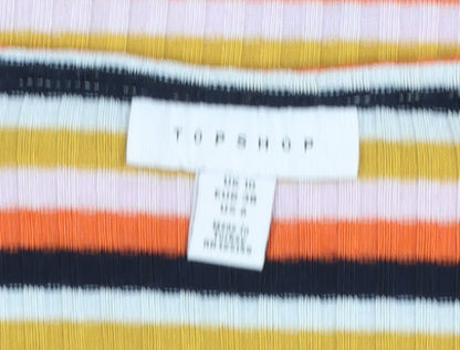 Womens UK Size 10 Topshop Multicoloured Cropped T-Shirt