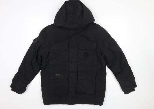 Mens UK Size L STYLE&DENIM Black Parka Coat