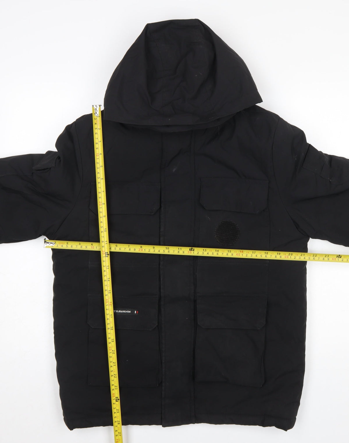 Mens UK Size L STYLE&DENIM Black Parka Coat