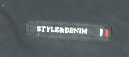 Mens UK Size L STYLE&DENIM Black Parka Coat