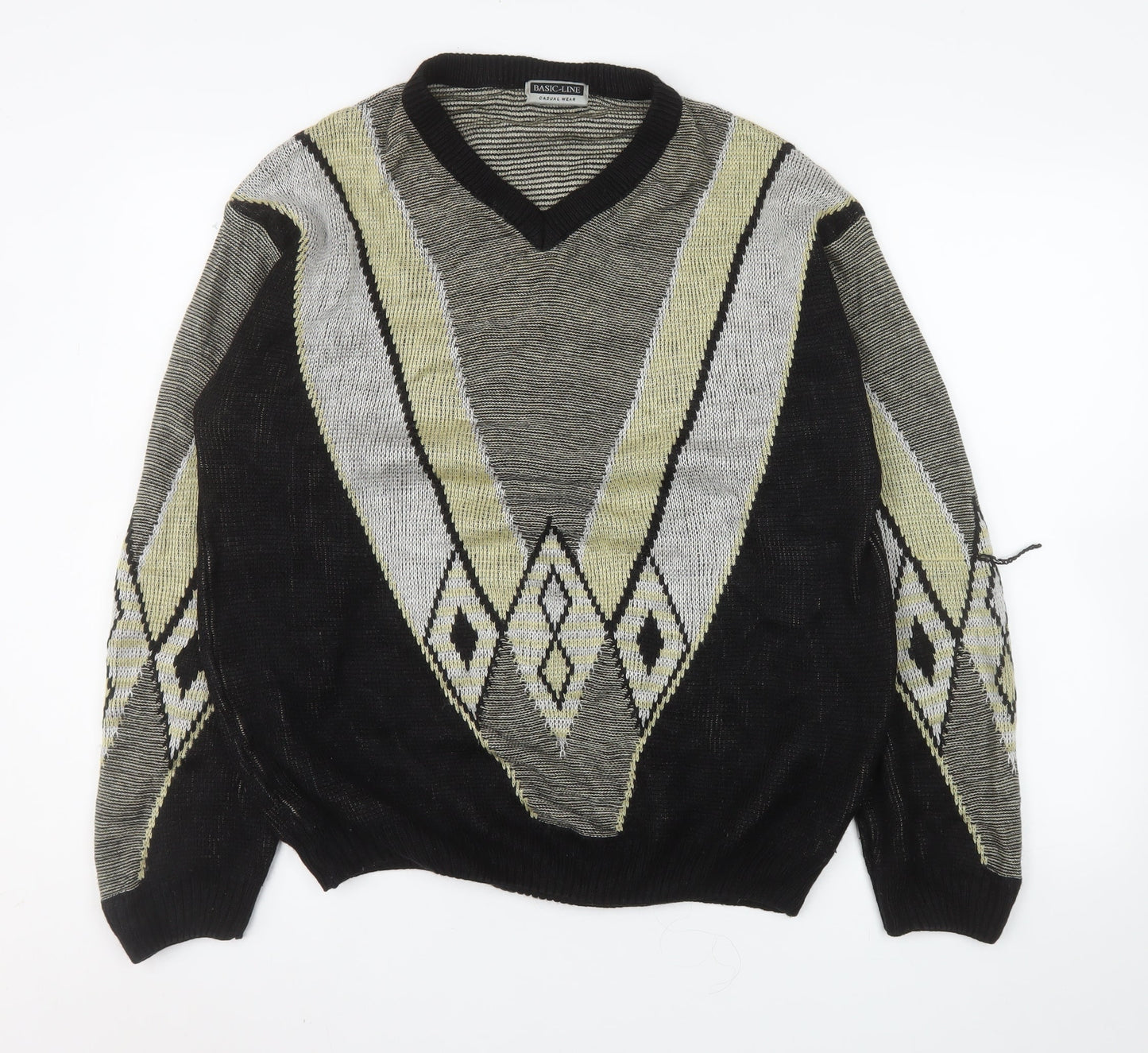 Mens UK Size L Basic-Line Black Pullover Jumper