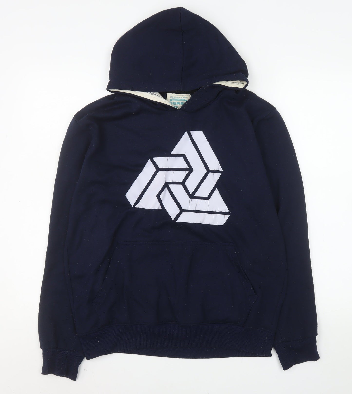 Mens UK Size L Derby Blue Pullover Hoodie