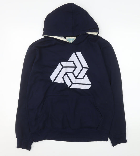 Mens UK Size L Derby Blue Pullover Hoodie