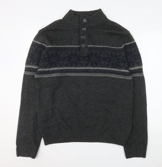Mens UK Size XL Cedar Wood State Grey Henley Jumper