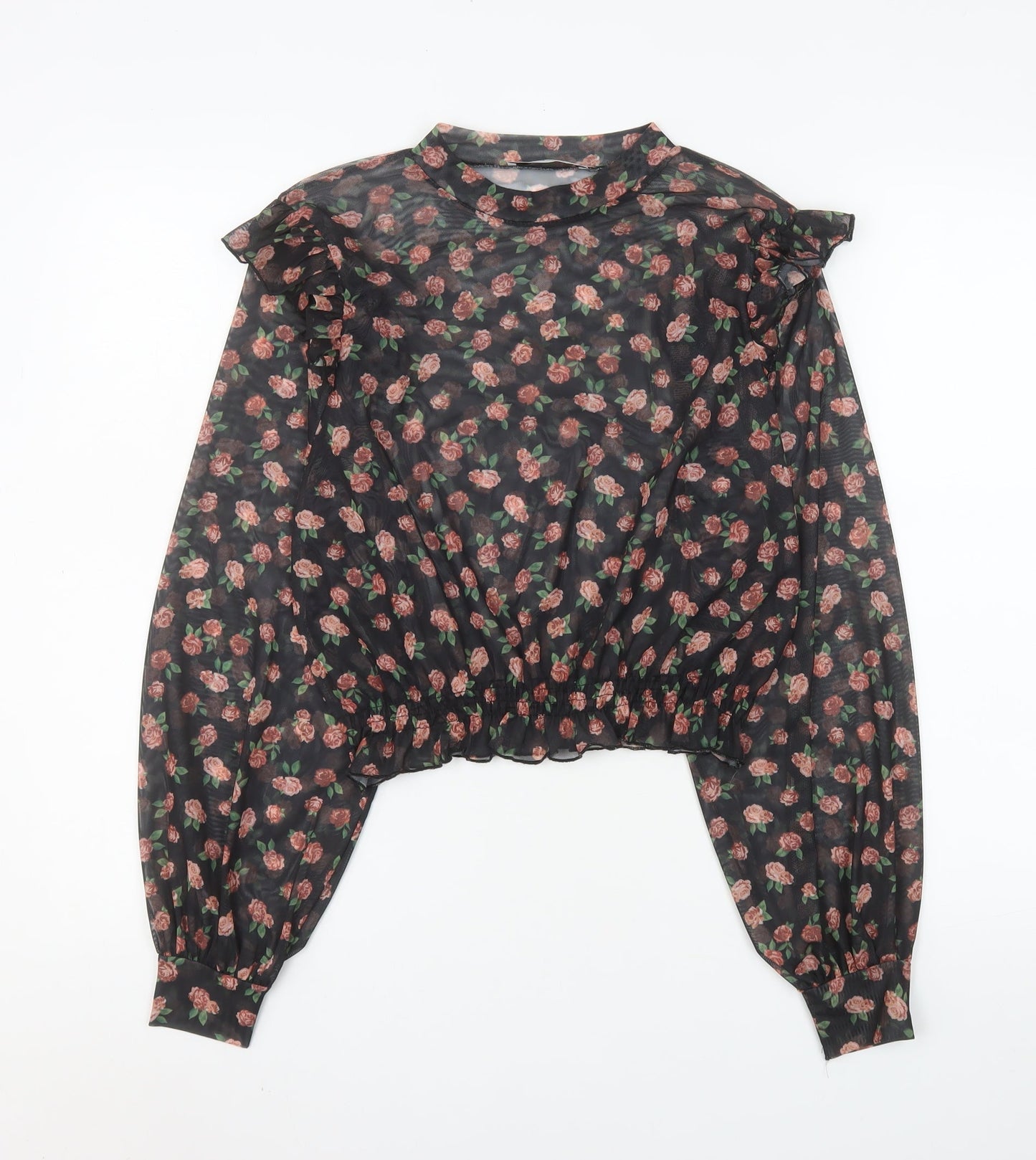 Womens UK Size M Pull&Bear Black Cropped Blouse