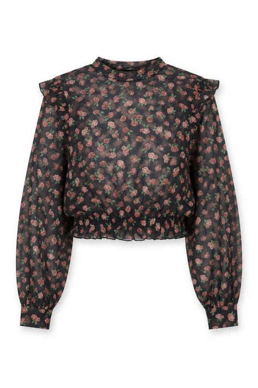 Womens UK Size M Pull&Bear Black Cropped Blouse