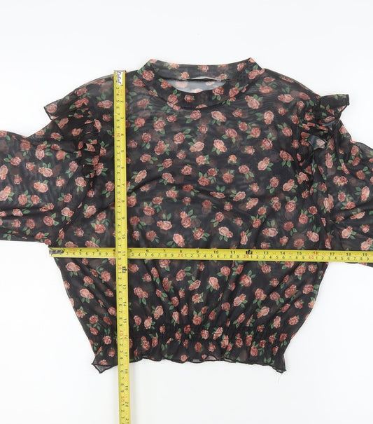 Womens UK Size M Pull&Bear Black Cropped Blouse
