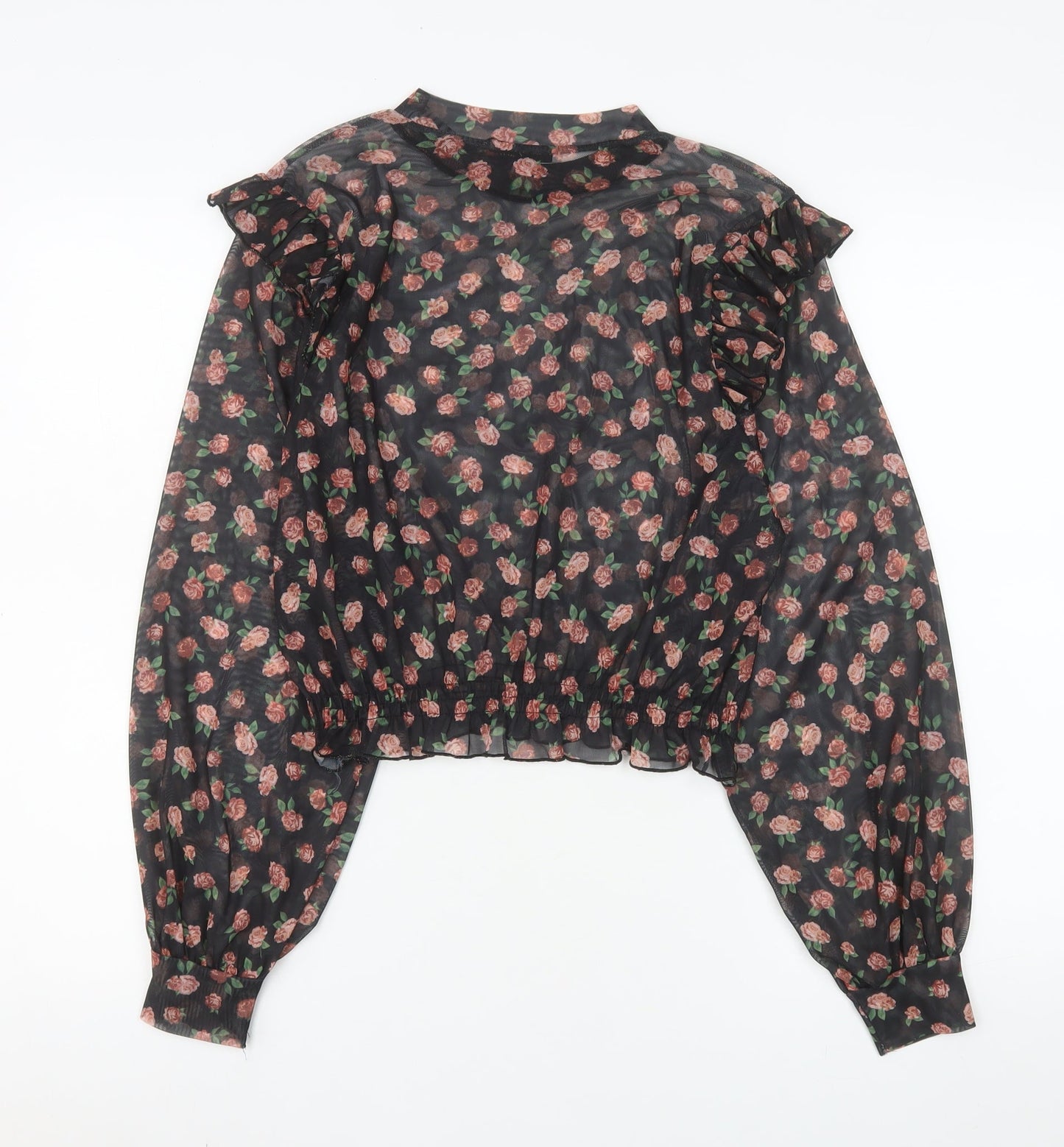 Womens UK Size M Pull&Bear Black Cropped Blouse