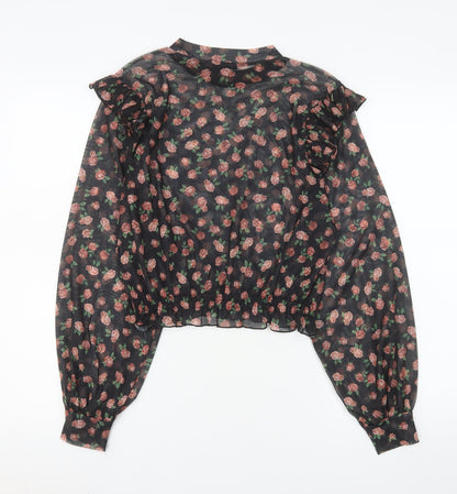 Womens UK Size M Pull&Bear Black Cropped Blouse
