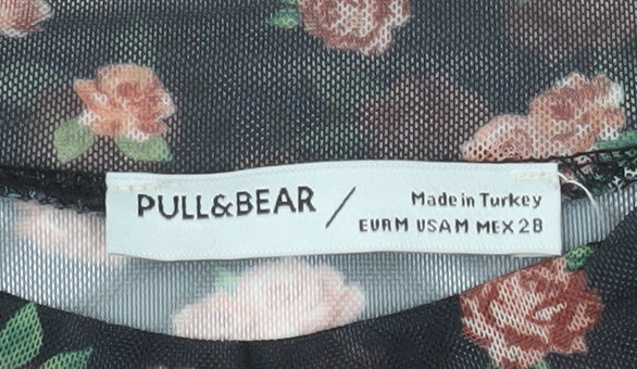 Womens UK Size M Pull&Bear Black Cropped Blouse