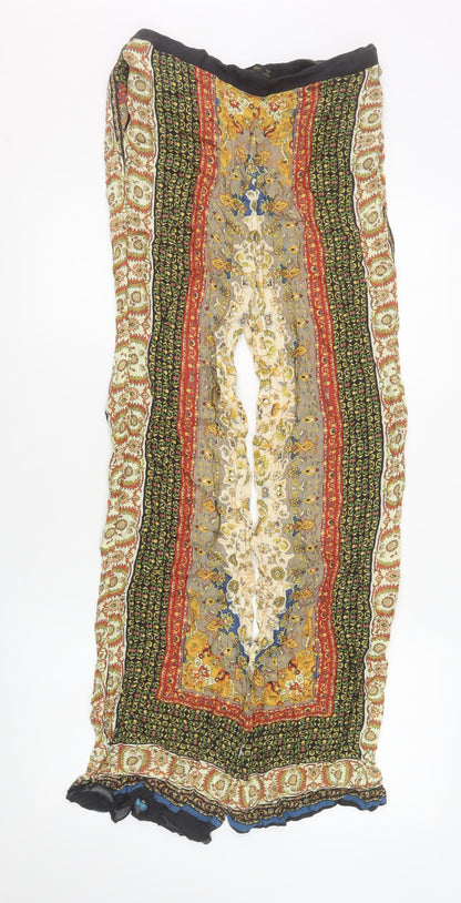 Womens UK Size M Zara Relaxed Fit Wide-Leg Multicoloured Trousers