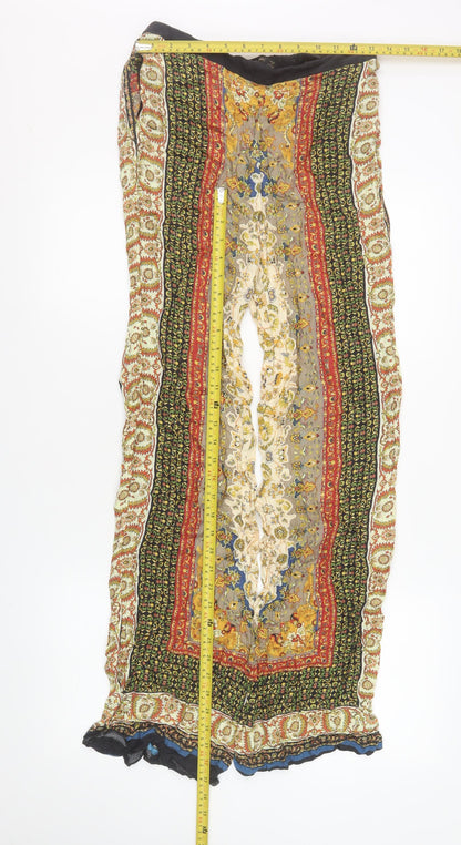 Womens UK Size M Zara Relaxed Fit Wide-Leg Multicoloured Trousers