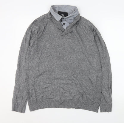 Mens UK Size XL Cedar Wood State Grey Henley Sweatshirt