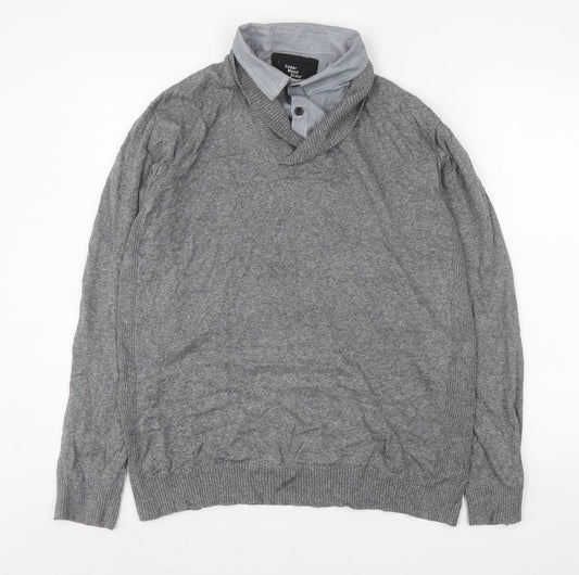 Mens UK Size XL Cedar Wood State Grey Henley Sweatshirt