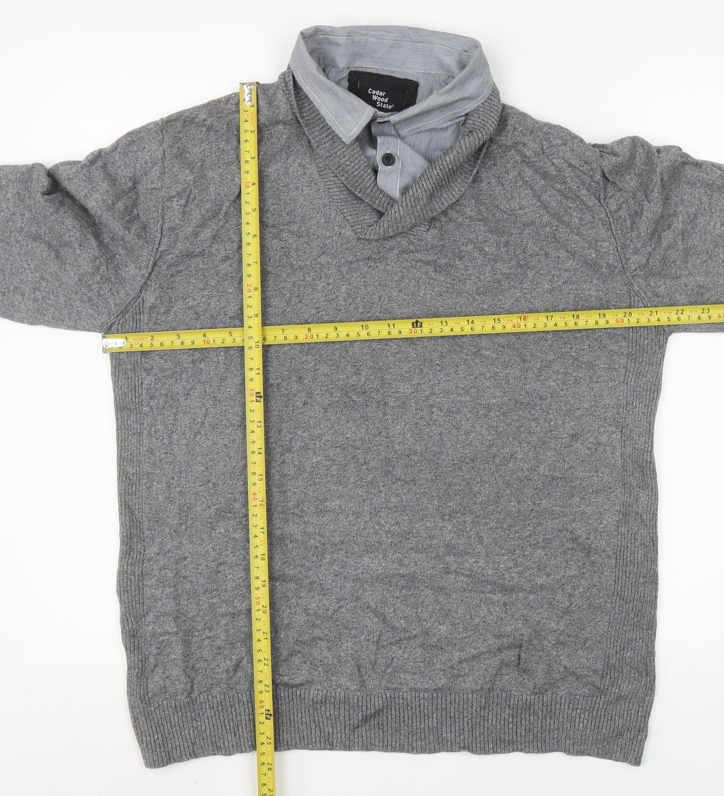 Mens UK Size XL Cedar Wood State Grey Henley Sweatshirt