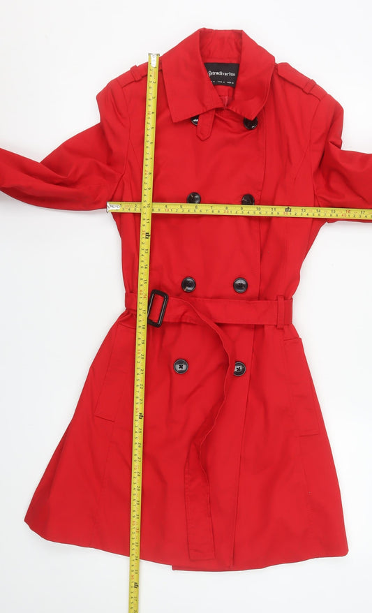 Womens UK Size 12 Stradivarius Red Trench Coat