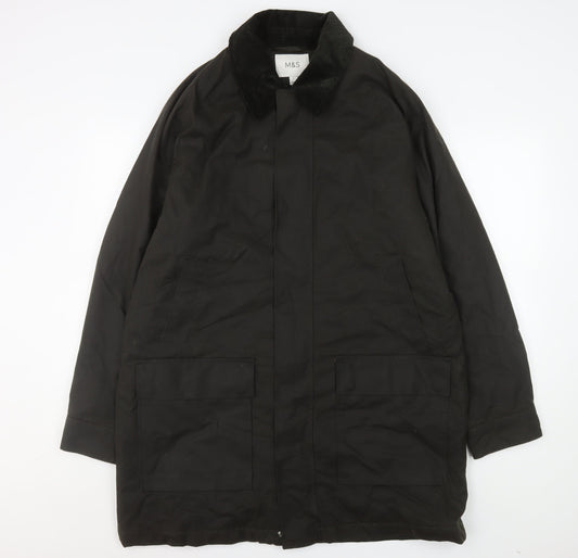 Mens UK Size L Marks and Spencer Black Overcoat
