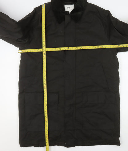 Mens UK Size L Marks and Spencer Black Overcoat