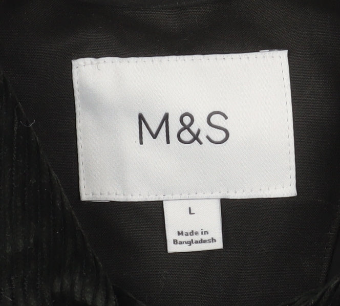 Mens UK Size L Marks and Spencer Black Overcoat
