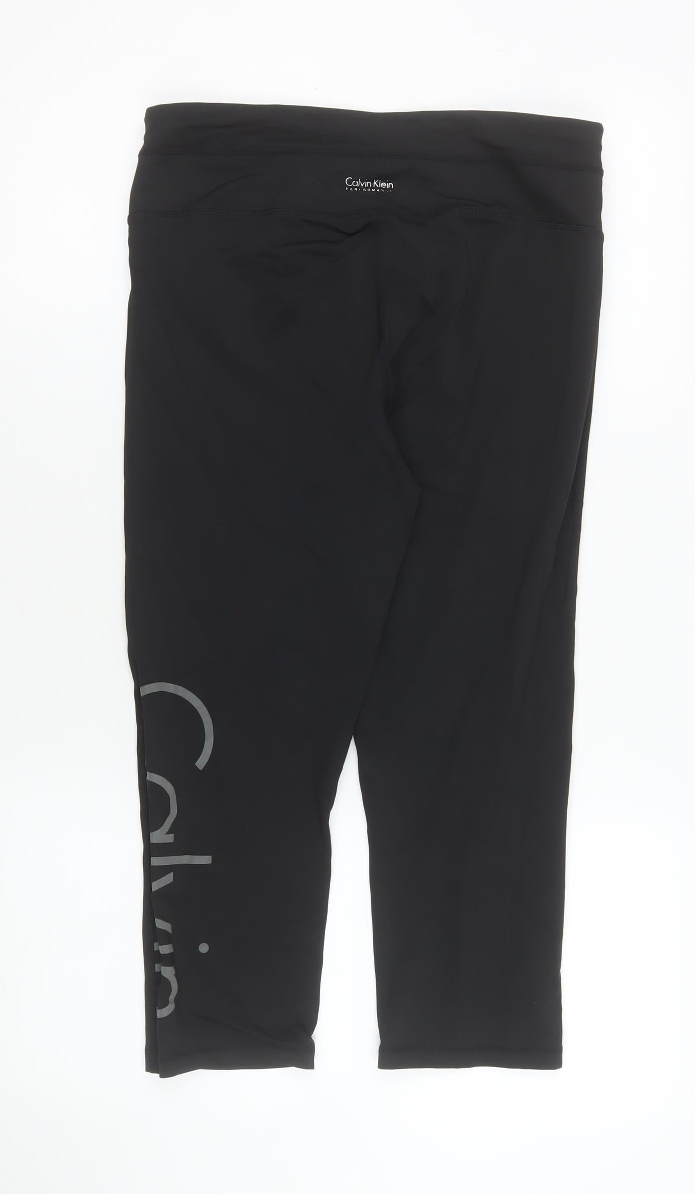 Womens UK Size L Calvin Klein Slim Fit Capri Black Leggings