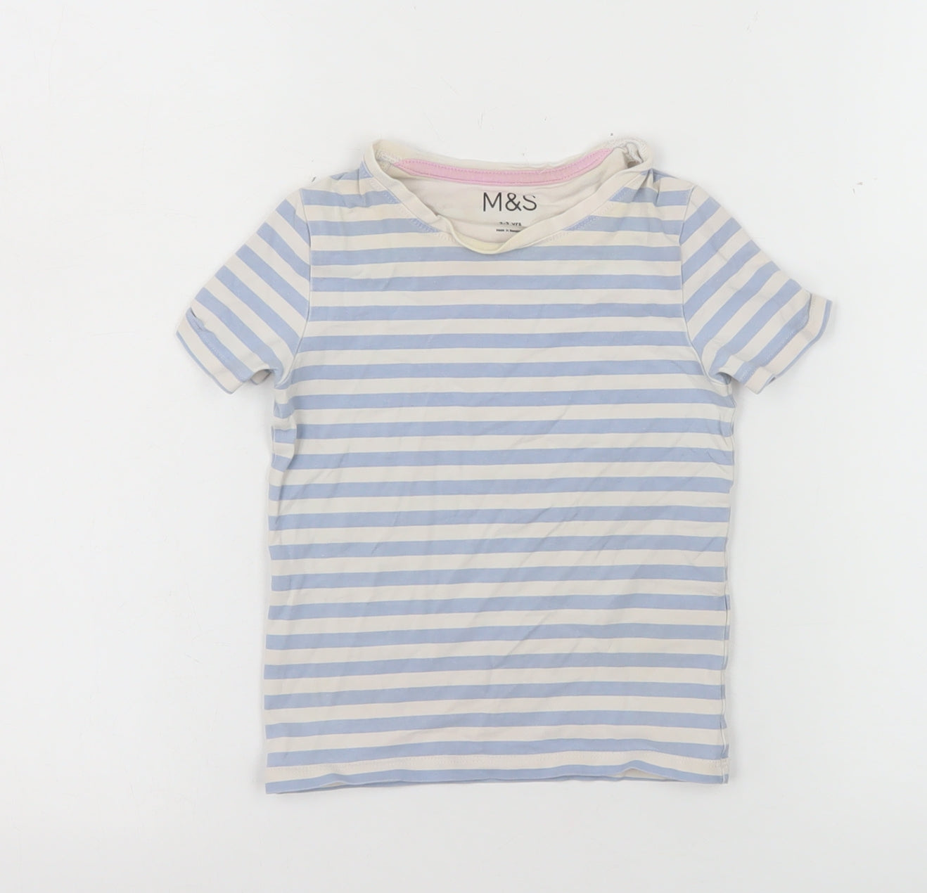Girls UK Size 2-3 Years Marks and Spencer Blue Basic T-Shirt