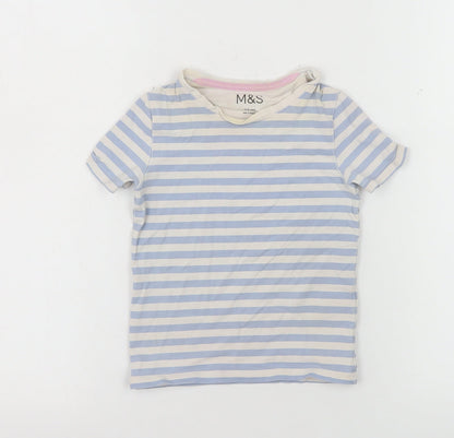 Girls UK Size 2-3 Years Marks and Spencer Blue Basic T-Shirt