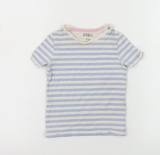 Girls UK Size 2-3 Years Marks and Spencer Blue Basic T-Shirt