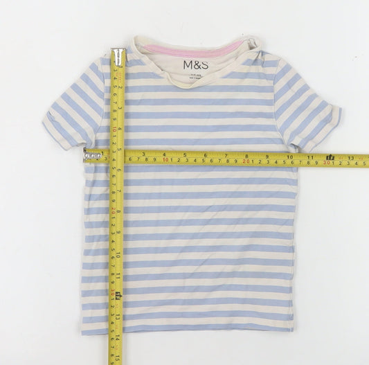 Girls UK Size 2-3 Years Marks and Spencer Blue Basic T-Shirt