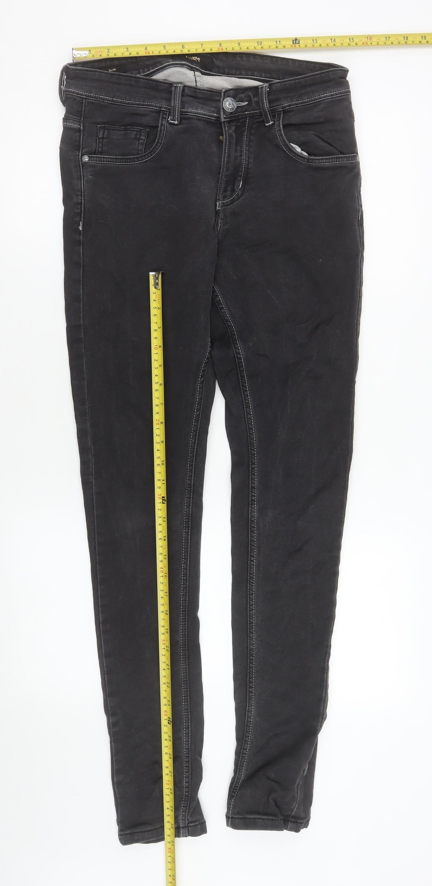 Mens UK Size 30 Trigger Slim Fit Skinny Black Jeans
