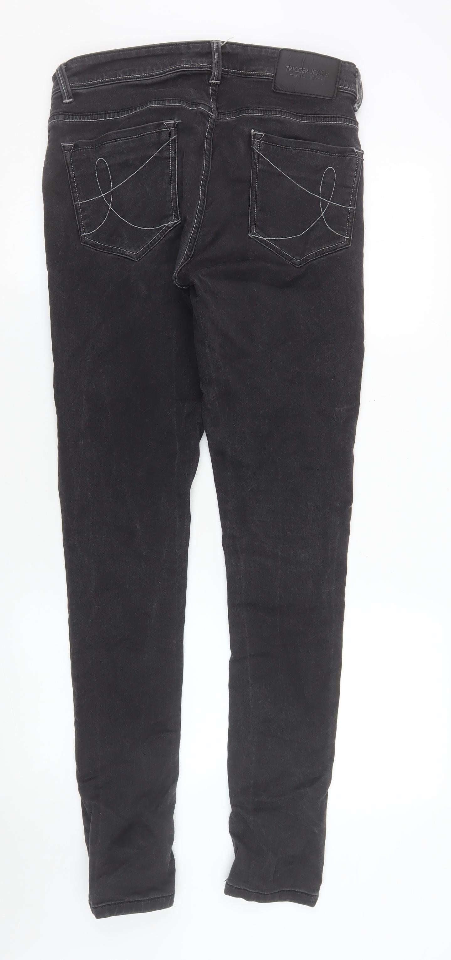 Mens UK Size 30 Trigger Slim Fit Skinny Black Jeans