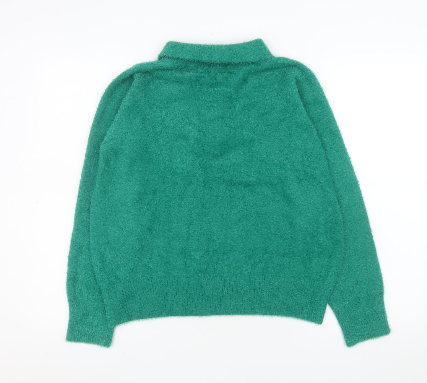 Womens UK Size 10 Gallery Green Henley Jumper