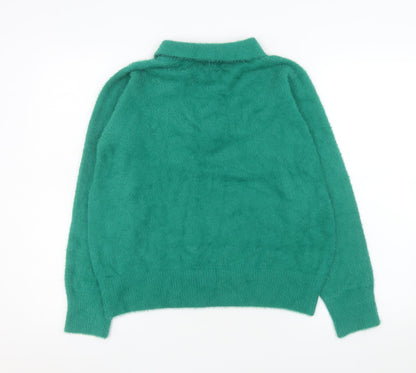 Womens UK Size 10 Gallery Green Henley Jumper