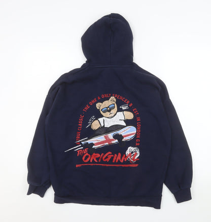 Boys UK Size 13-14 Years Marks and Spencer Blue Pullover Hoodie