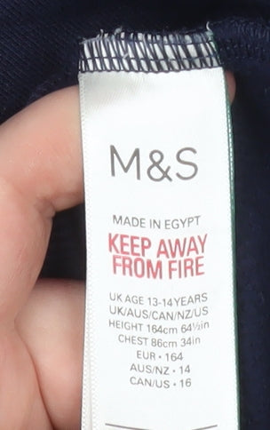 Boys UK Size 13-14 Years Marks and Spencer Blue Pullover Hoodie