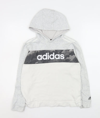 Boys UK Size 12-13 Years adidas Grey Pullover Hoodie