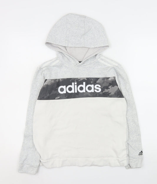 Boys UK Size 12-13 Years adidas Grey Pullover Hoodie
