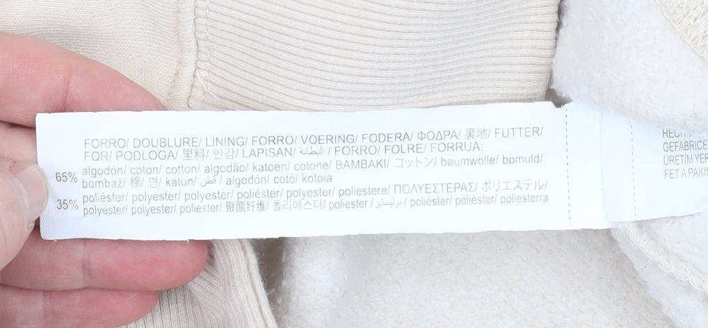 Womens UK Size M Zara Beige Pullover Hoodie