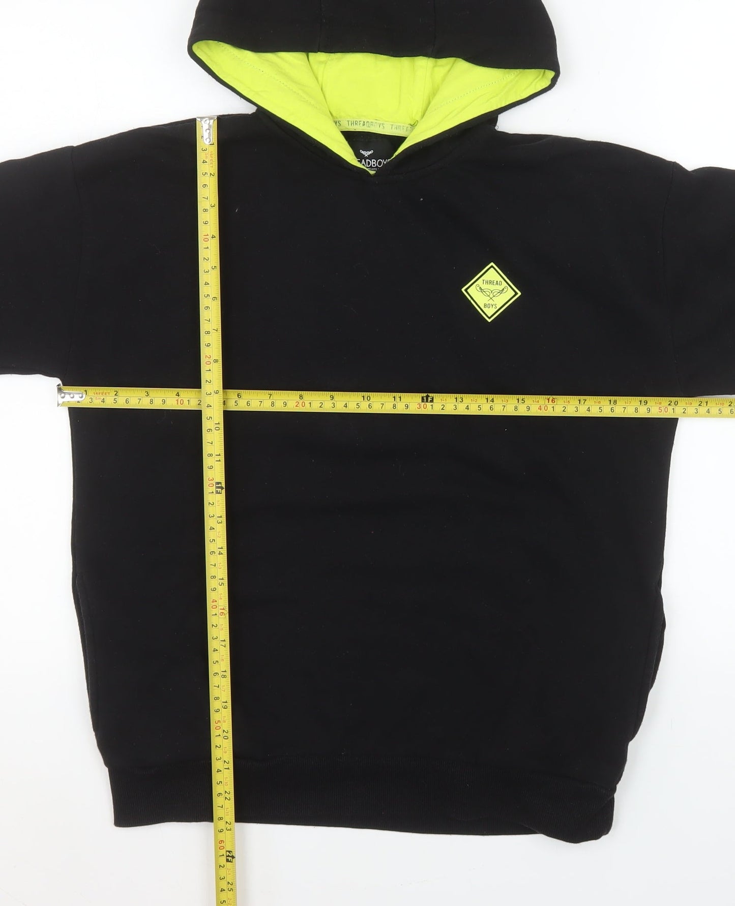 Boys UK Size 11-12 Years Threadboys Black Pullover Hoodie