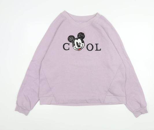 Womens UK Size L Bershka Purple Pullover Sweatshirt