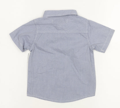 U.S. Polo Assn. Boys Blue Check Short Sleeve Button-Up Shirt 18-24 Months