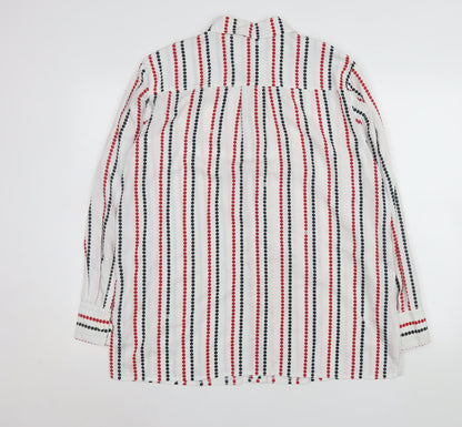 Tommy Hilfiger Mens White Red Blue Striped Long Sleeve Button-Up Shirt M
