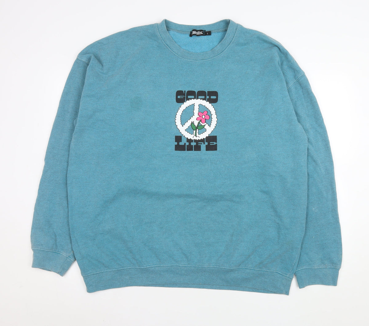 Mens UK Size L Shock Blue Pullover Sweatshirt