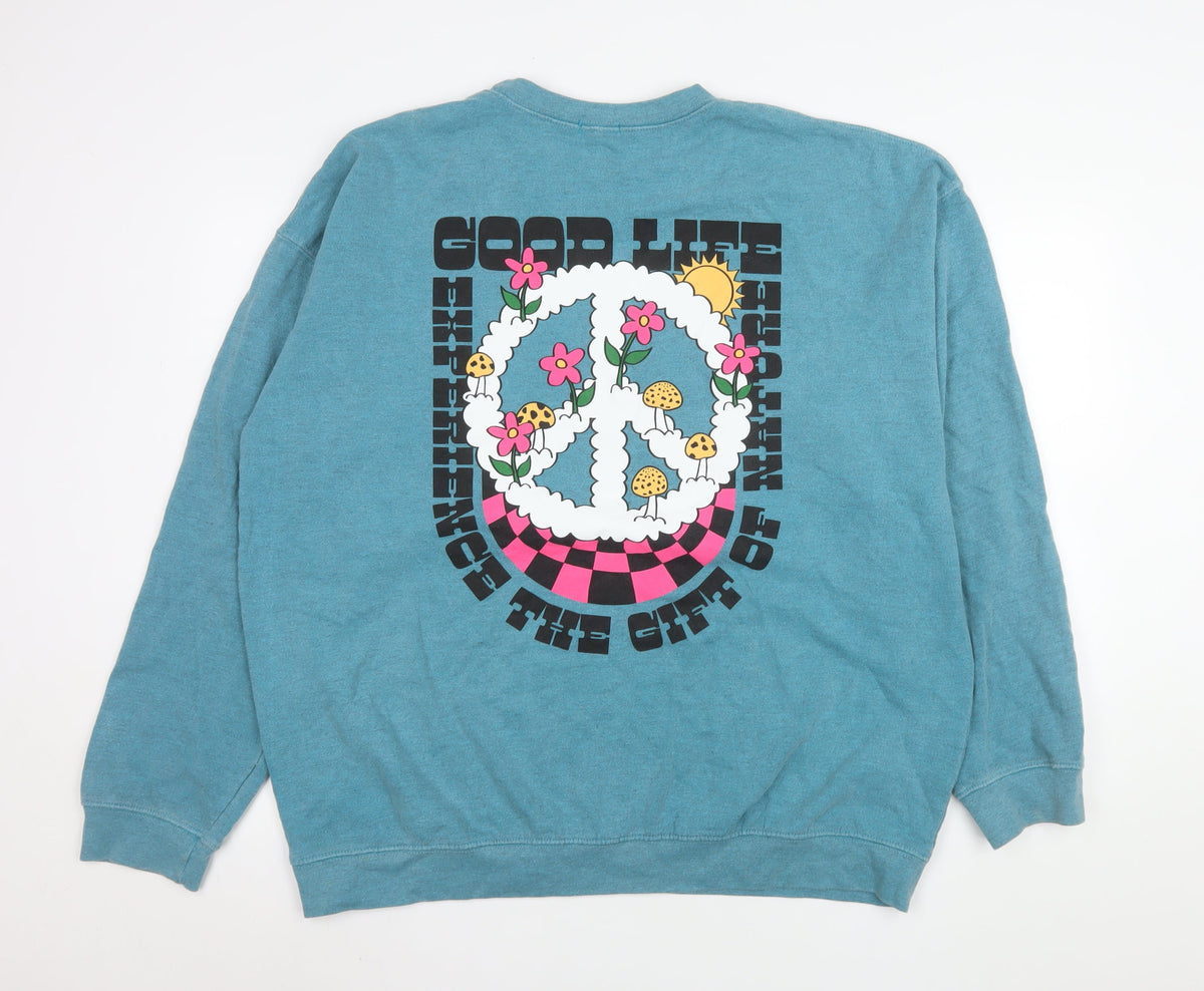 Mens UK Size L Shock Blue Pullover Sweatshirt